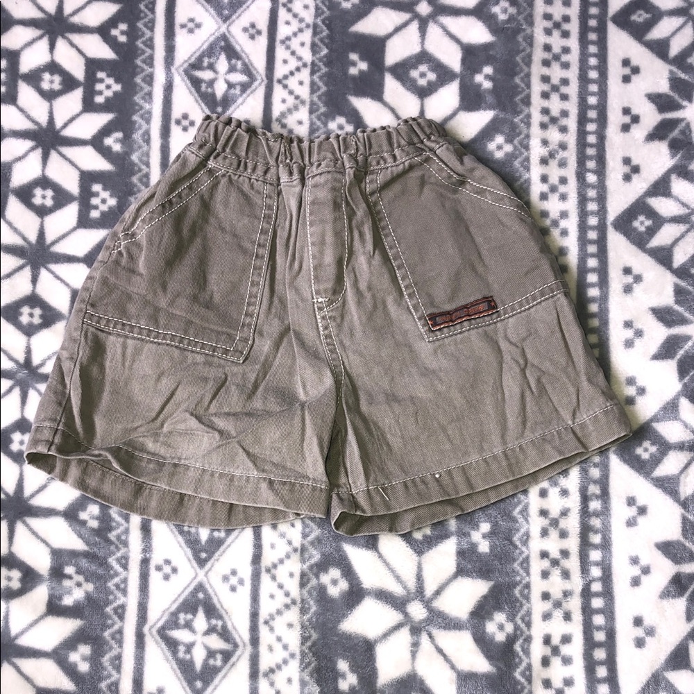 Olive-Tan Kids Elastic Waist Shorts